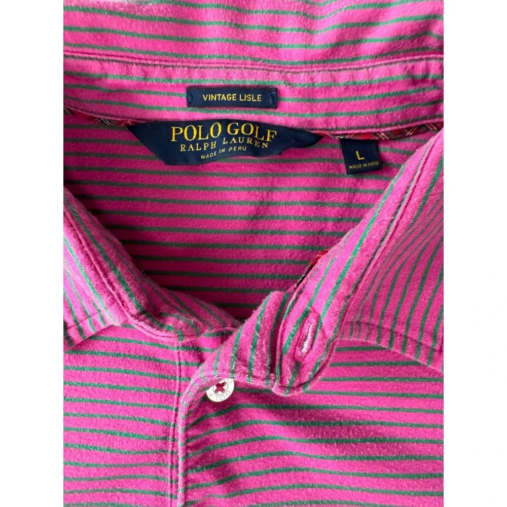 Polo Golf Ralph Lauren Polo Shirt TORREY PINES‎ Mens Large Pink Vintage Lisle